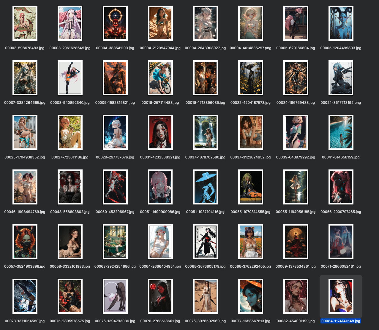 Batch generation output — cherry-pick the best from hundreds